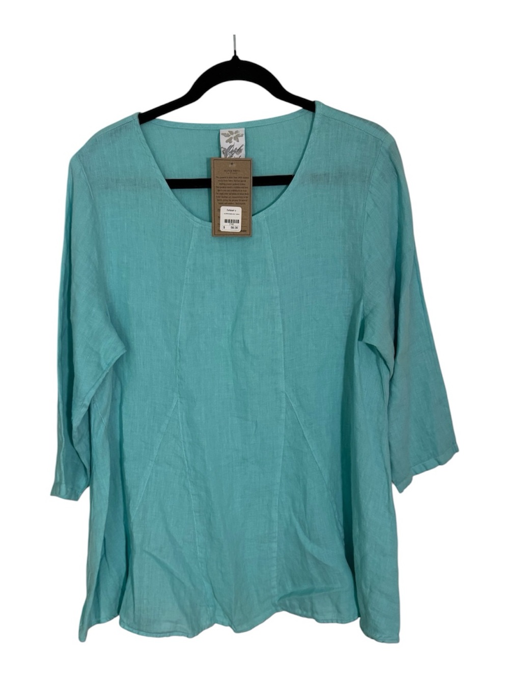 Lightweight Turquoise Scoop Neck Linen Tunic